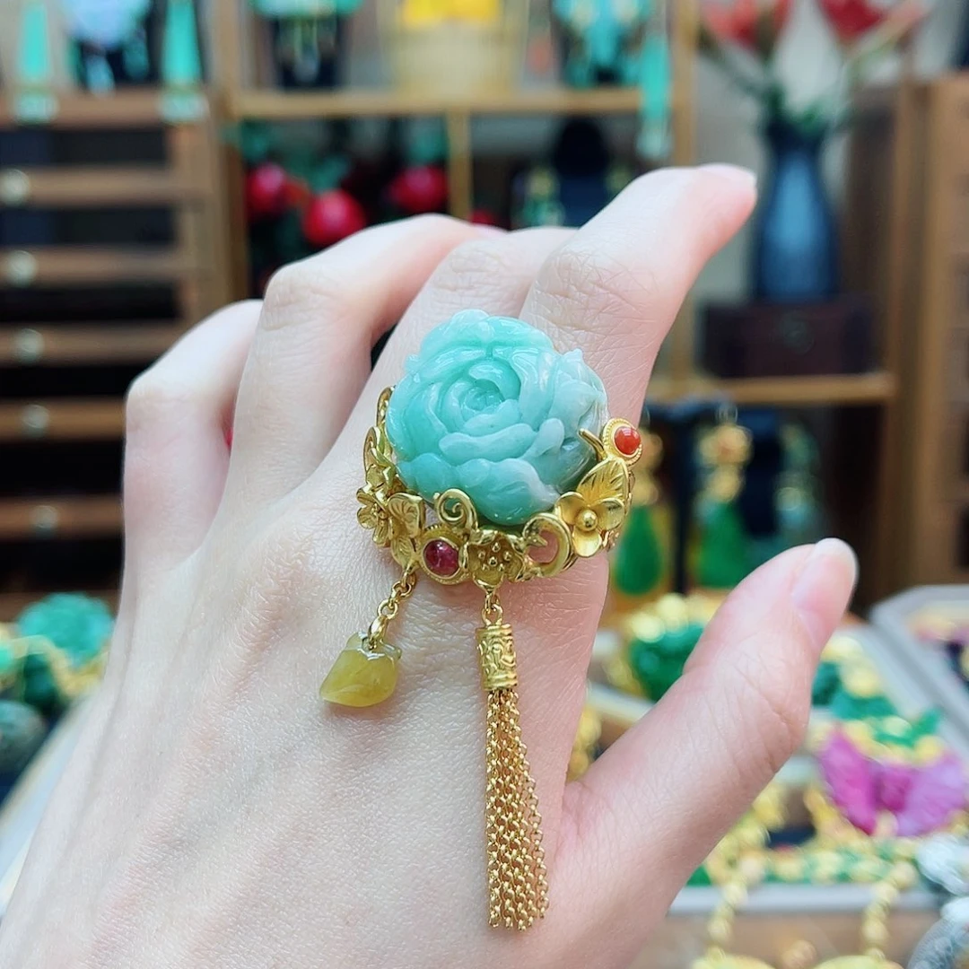 银S925镶嵌戒指翡翠曲*娘48小时鉴赏期1