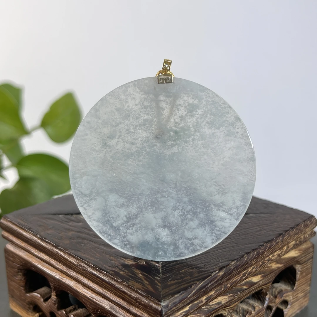 JTA23-89 天然缅甸A货翡翠 18K金扣无事牌