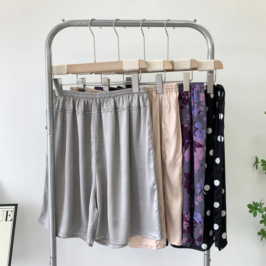 字母F链接 桑蚕丝沙滩裤睡裤五分裤居家外穿打底日常宽松休闲舒适