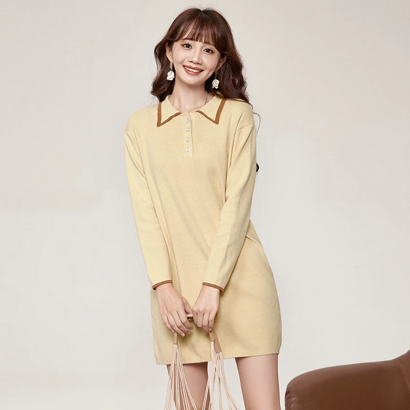 44MS0A0010可开扣短裙长袖微弹裙子连衣裙女