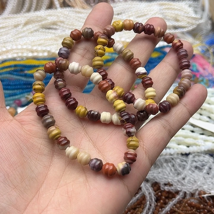 玛瑙/玉髓未镶嵌珠宝半成品一条7mm左右蛋黄石手串