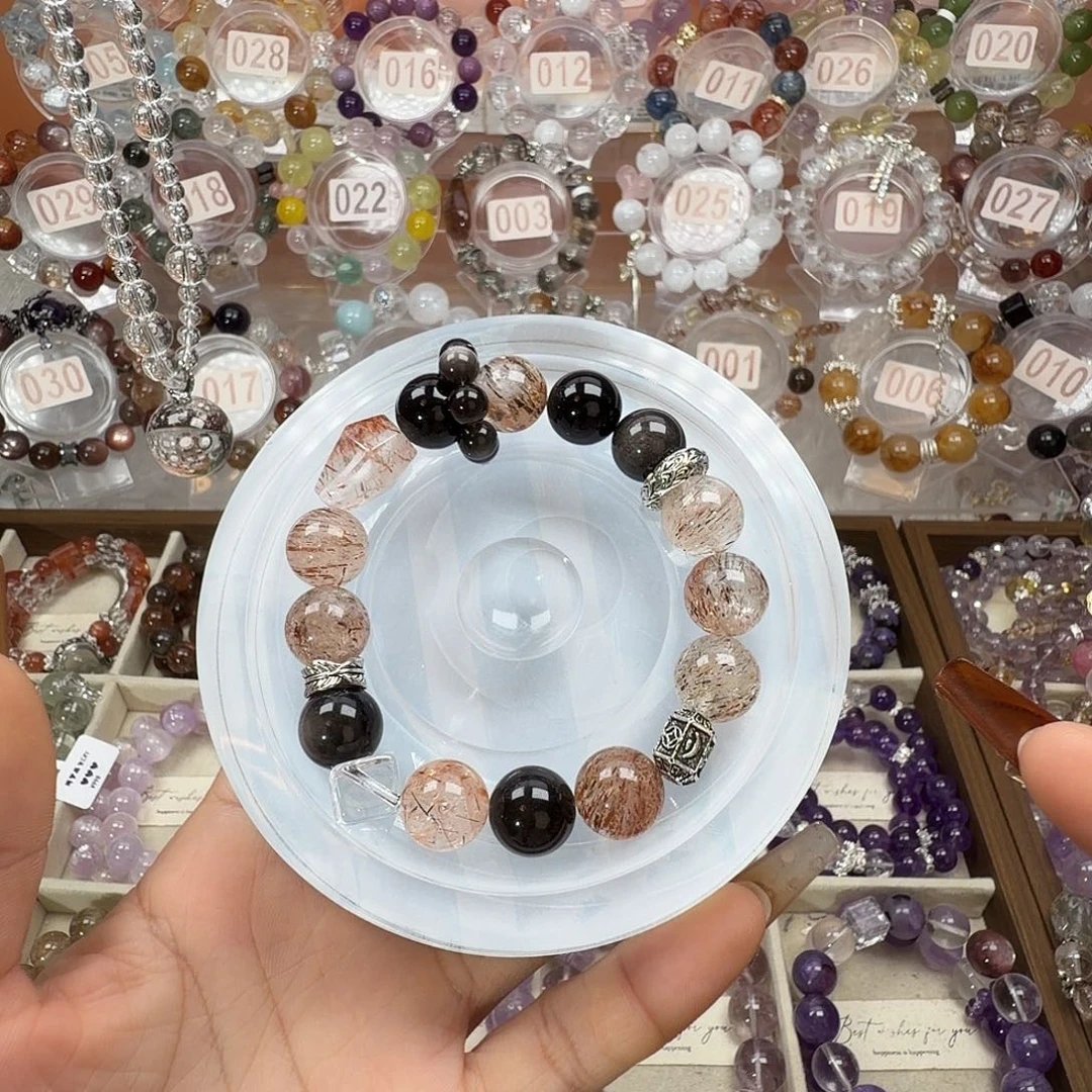 烟晶银S925镶嵌手链