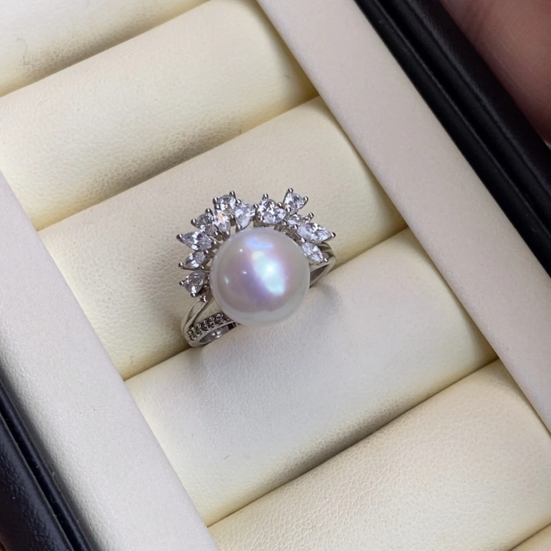 淡水珍珠戒指银S925镶嵌特价