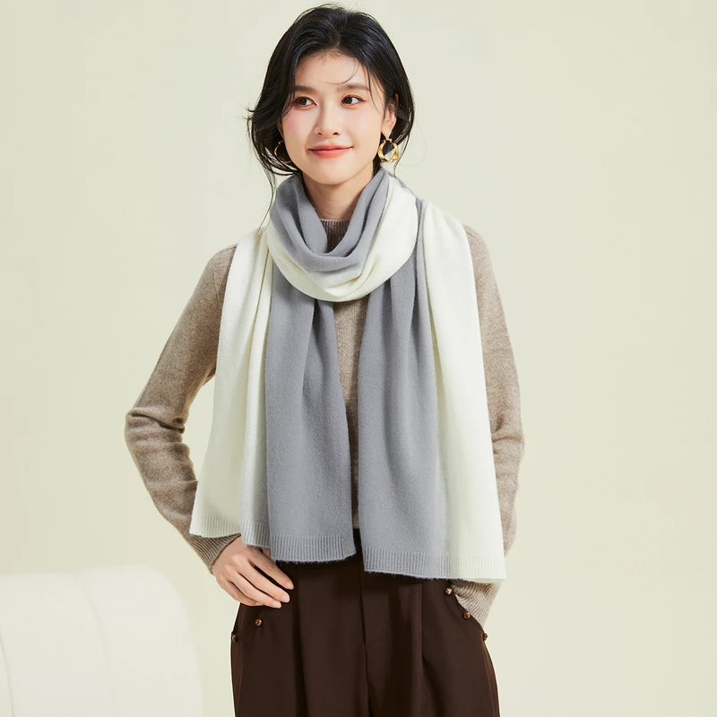 金菊【绵羊毛100%】渐变拼色2025年围巾女士春秋季高级感