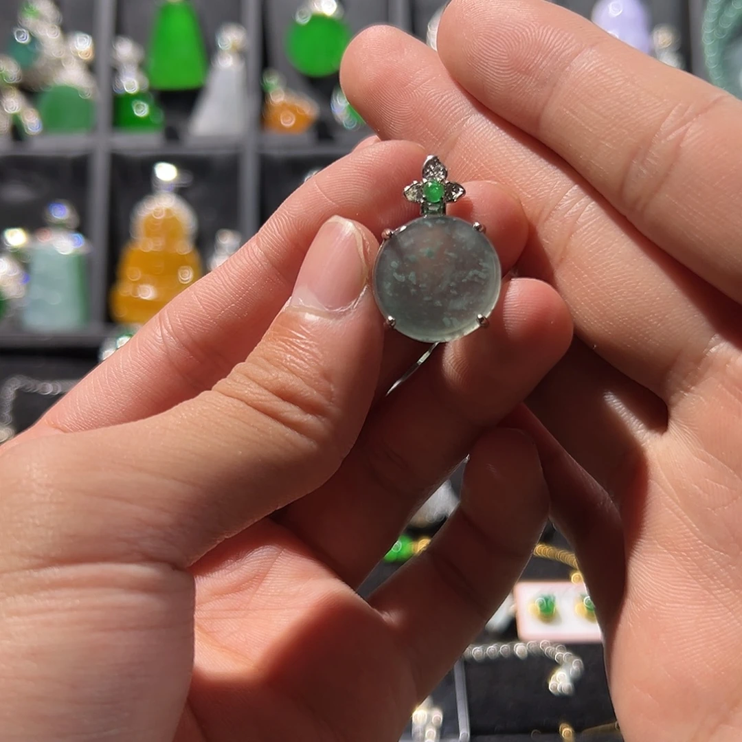 翡翠银S925镶嵌吊坠(不含链)