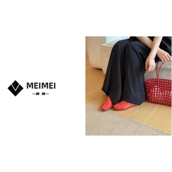 XMM.【镂空果冻鞋】时尚休闲夏季透气百搭中式显瘦气质平底红色24-8