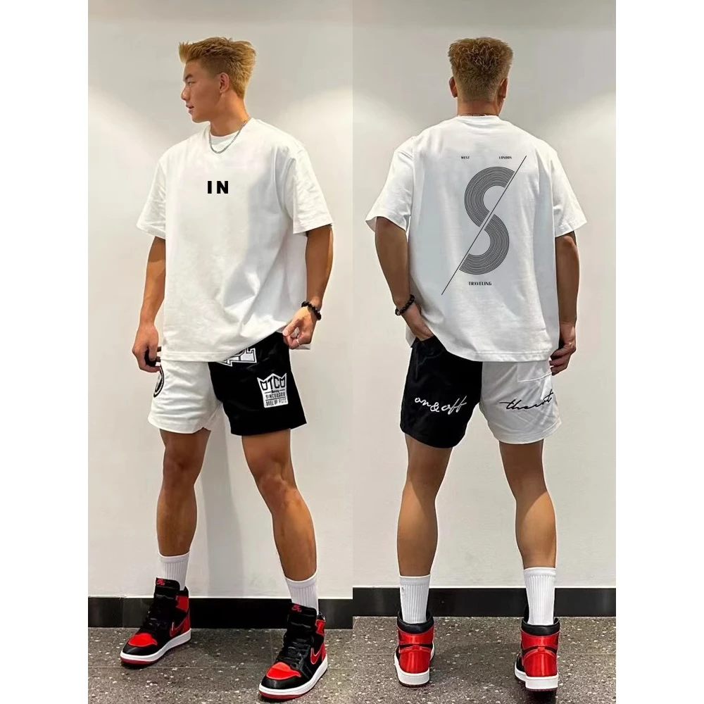 纯棉T恤袖街头情侣常规百搭时尚青年夏季圆领气场强大高级感男装