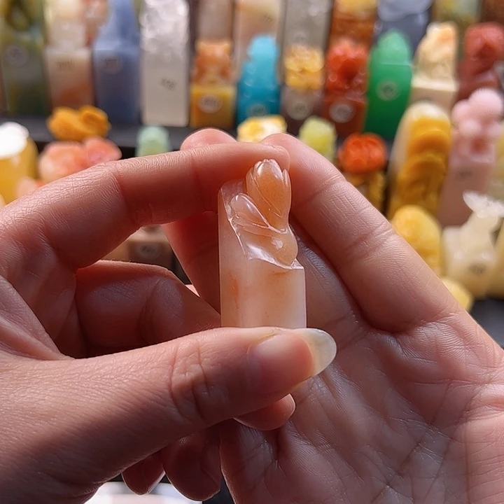 老挝石印石手工定制1.5厘米，玉兰，包刻字