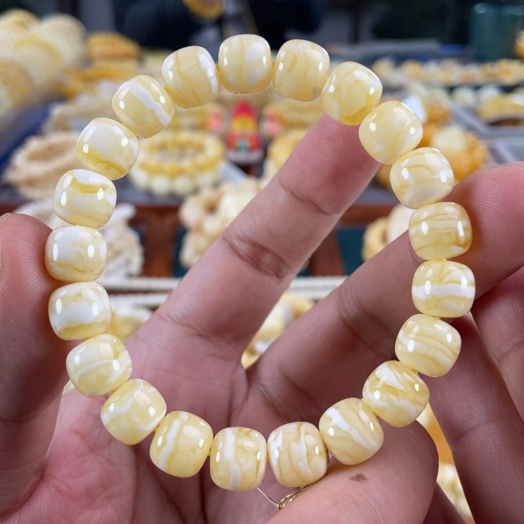 琥珀未镶嵌珠宝奇石10虎皮纹同料串12.69