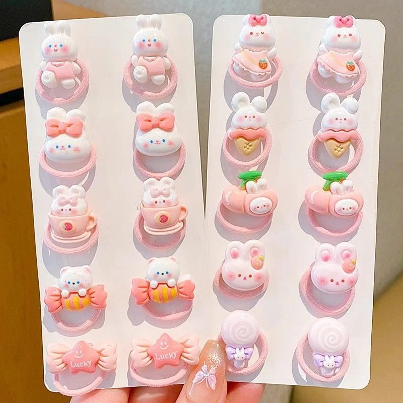 儿童不伤发小兔子橡皮筋可爱卡通树脂婴儿扎头发发圈拇指女童发绳