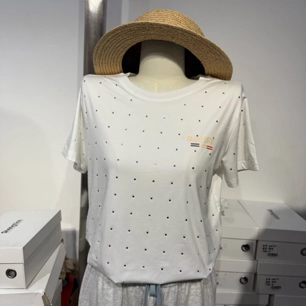 满天星修身T恤显瘦设计感女款上衣短袖烫钻洋气时尚百搭韩版夏季