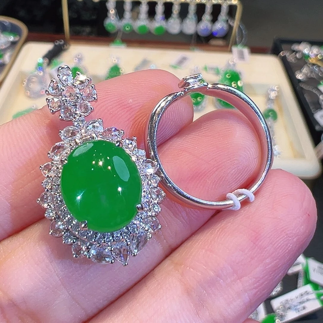 翡翠戒指18K金镶嵌两用款