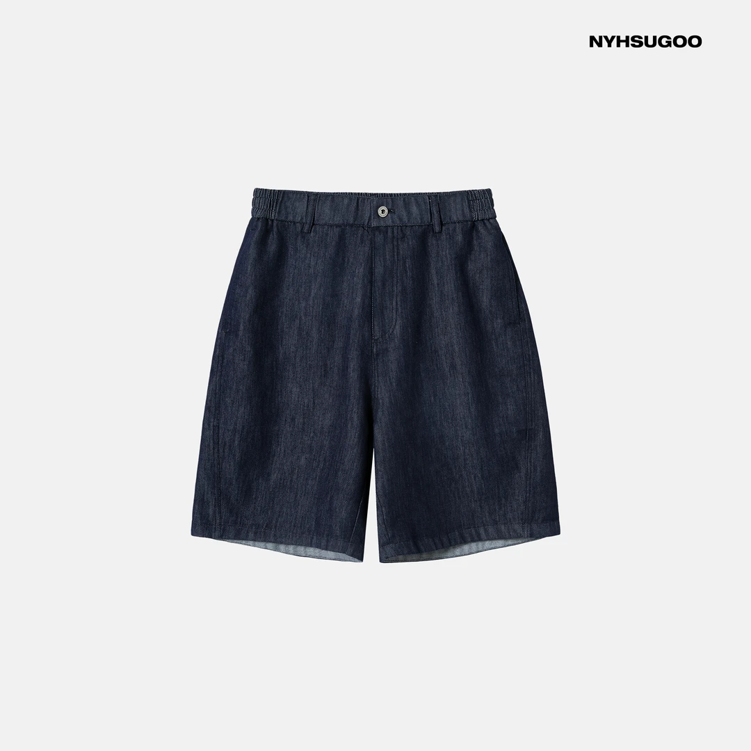 NYHSUGOO/南乙夏季男士蓝色莱赛尔天丝牛仔短裤3675休闲五分裤