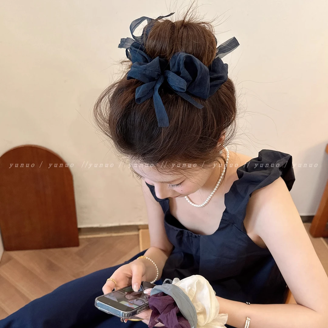 温柔网纱蝴蝶结大肠发圈女2025新款扎马尾不伤发头绳气质发绳头花