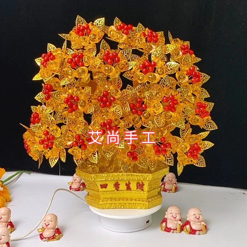 【新品上市】金玉满堂发财树手工串珠发财树材料包DIY招财树摆件