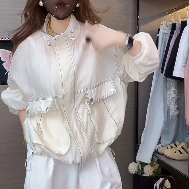 运动风轻薄透气防晒服外套女2025夏季新款宽松舒适百搭通勤上衣女