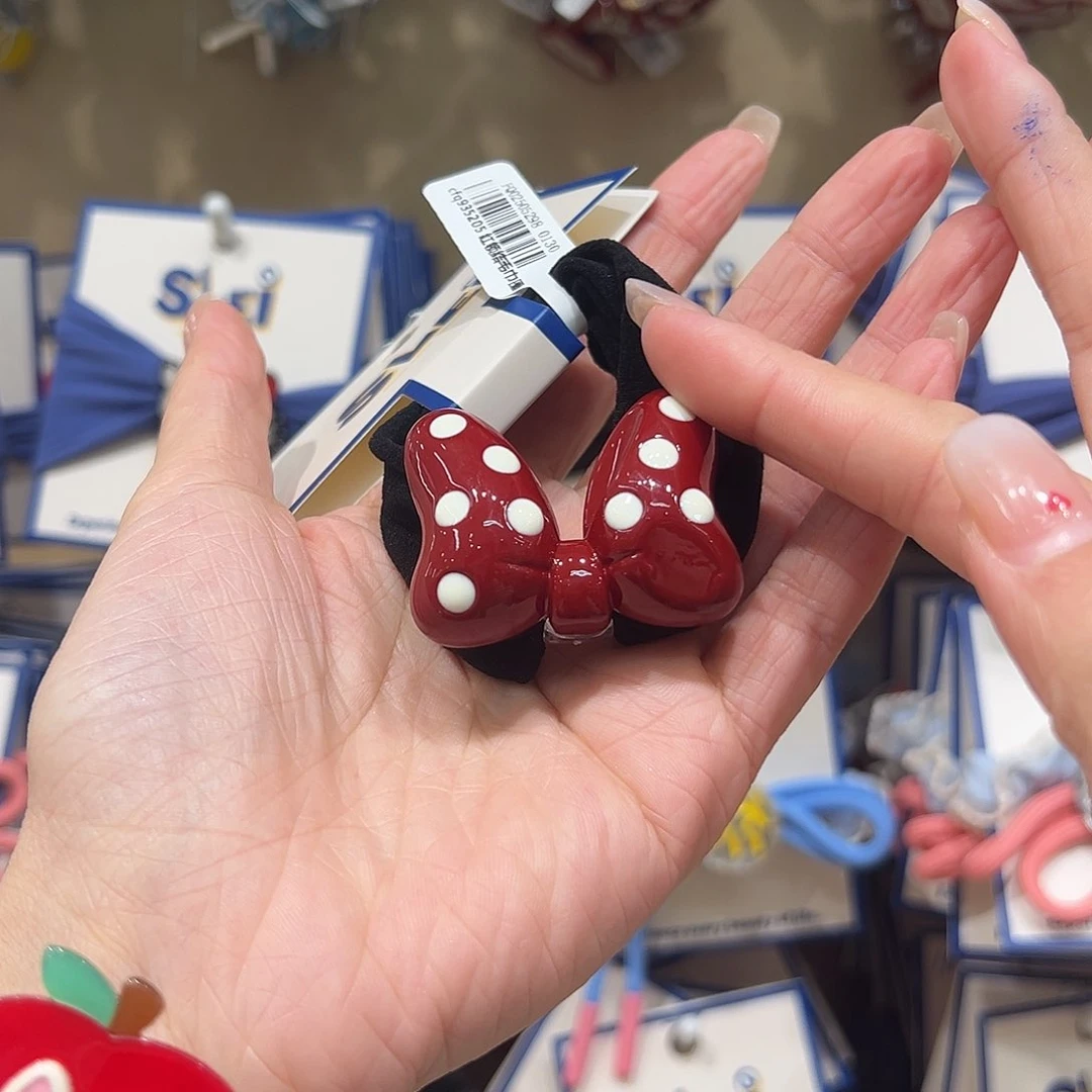 无非金属红波点蝴蝶结面膜圈