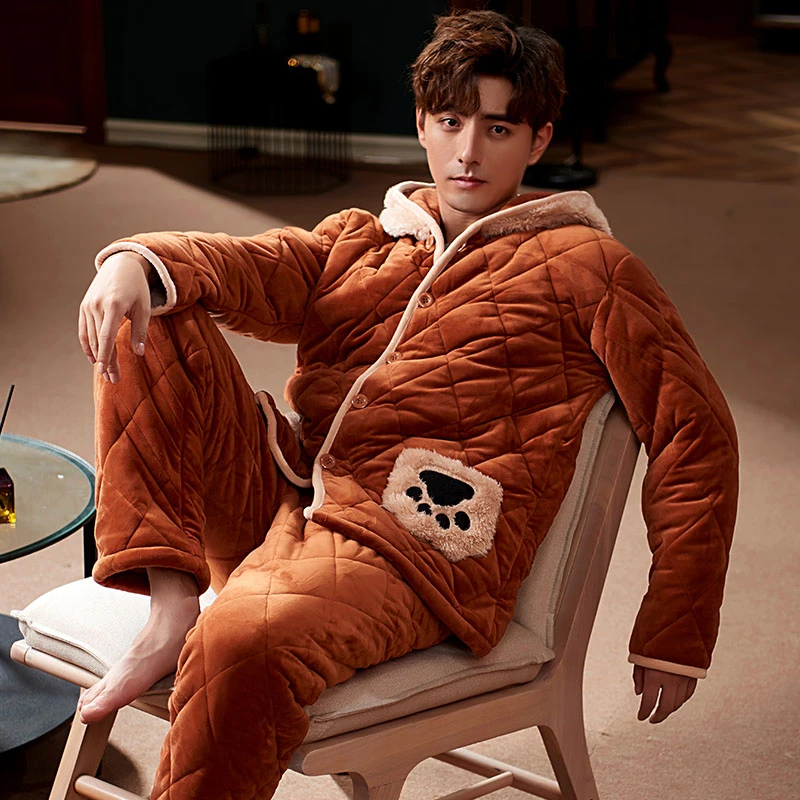 【夹棉】冬季睡衣男秋冬睡衣家居服睡衣男冬加厚加绒情侣881332