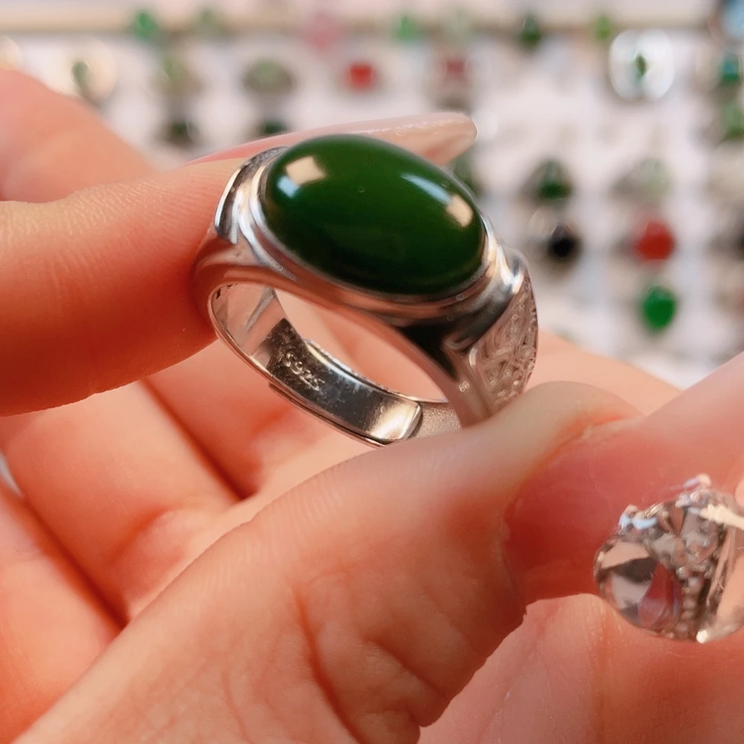 银S925镶嵌戒指和田玉