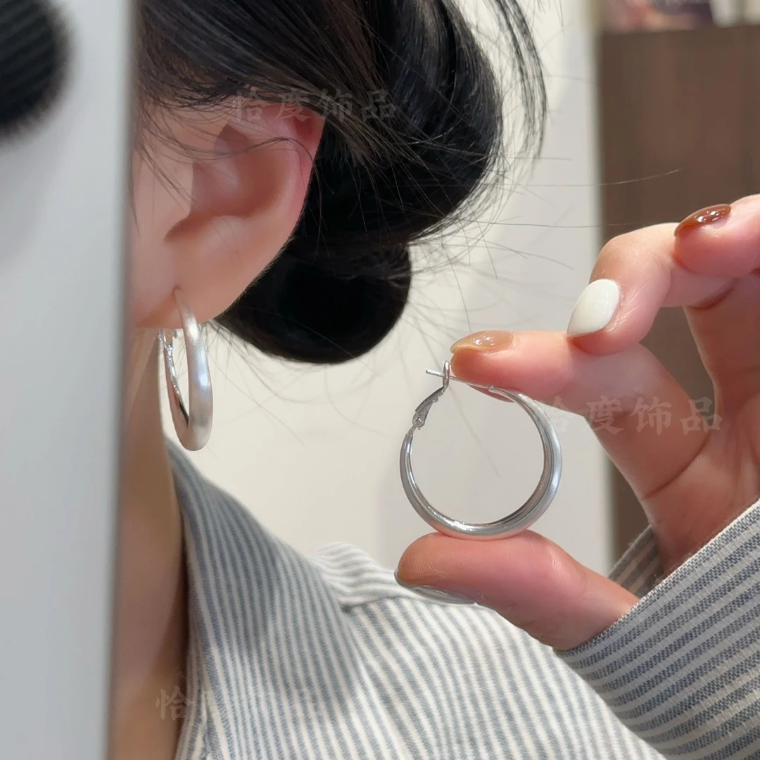 【恰度】高级感轻奢大气磨砂圈圈耳扣