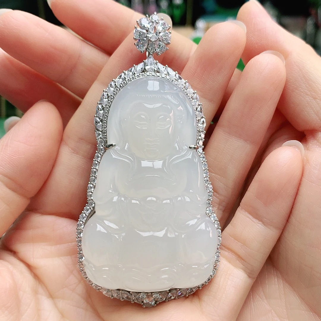 玛瑙/玉髓银S925镶嵌吊坠