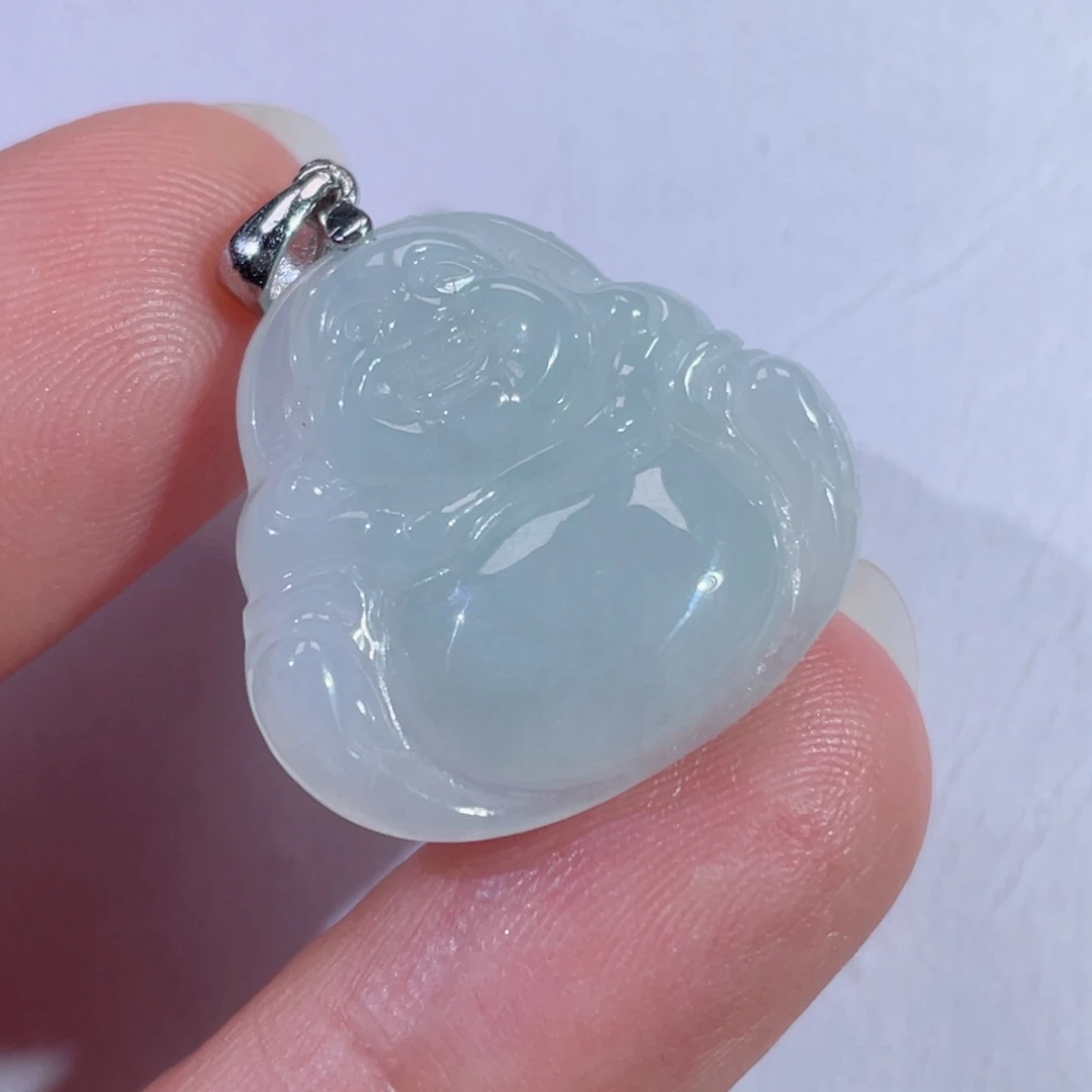 翡翠银S925镶嵌颈饰佛公