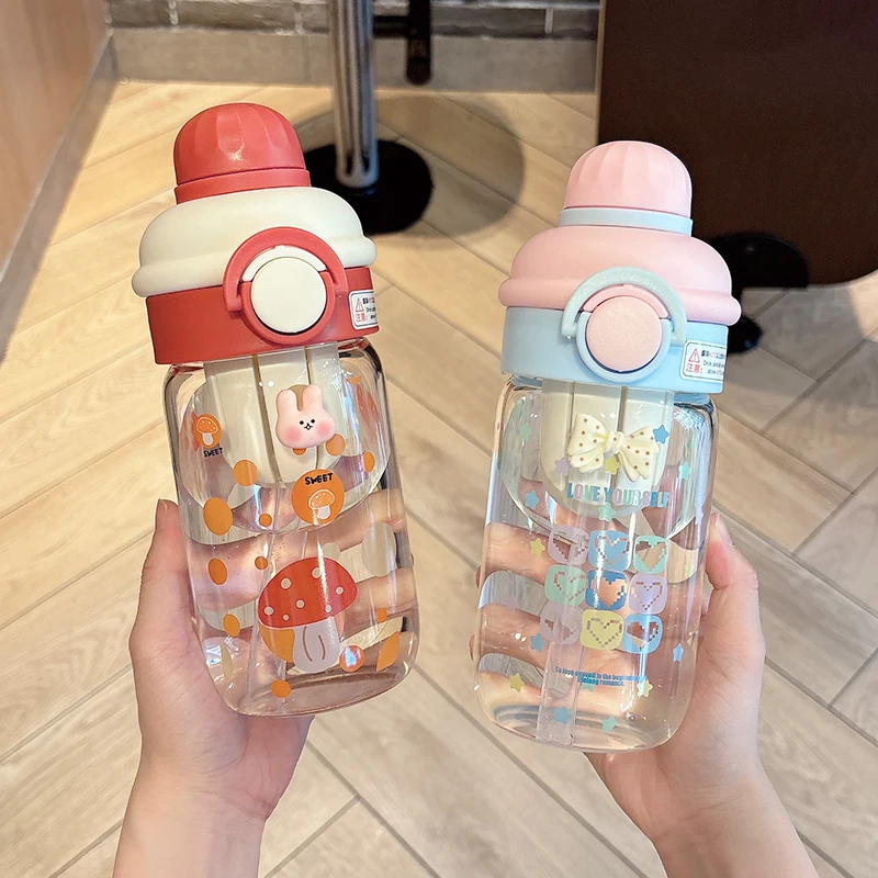 高硼硅玻璃杯带吸管茶仓耐高温防爆ins风女学生创意便携双饮水杯