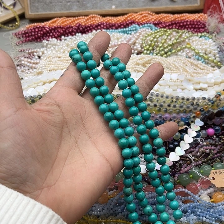 玛瑙/玉髓珠宝半成品未镶嵌一条8mm绿松