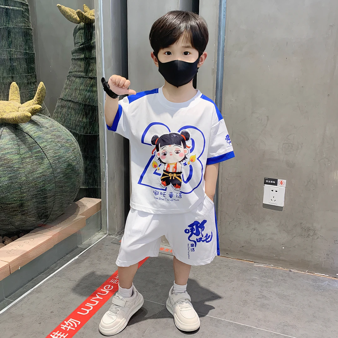哪吒儿童服装男童夏装运动套装2025新款酷帅时髦男孩宝宝薄款衣服