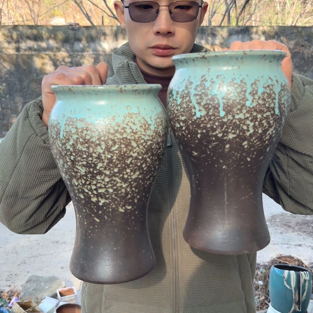 紫砂花盆口15高27（两个美人鱼柴烧