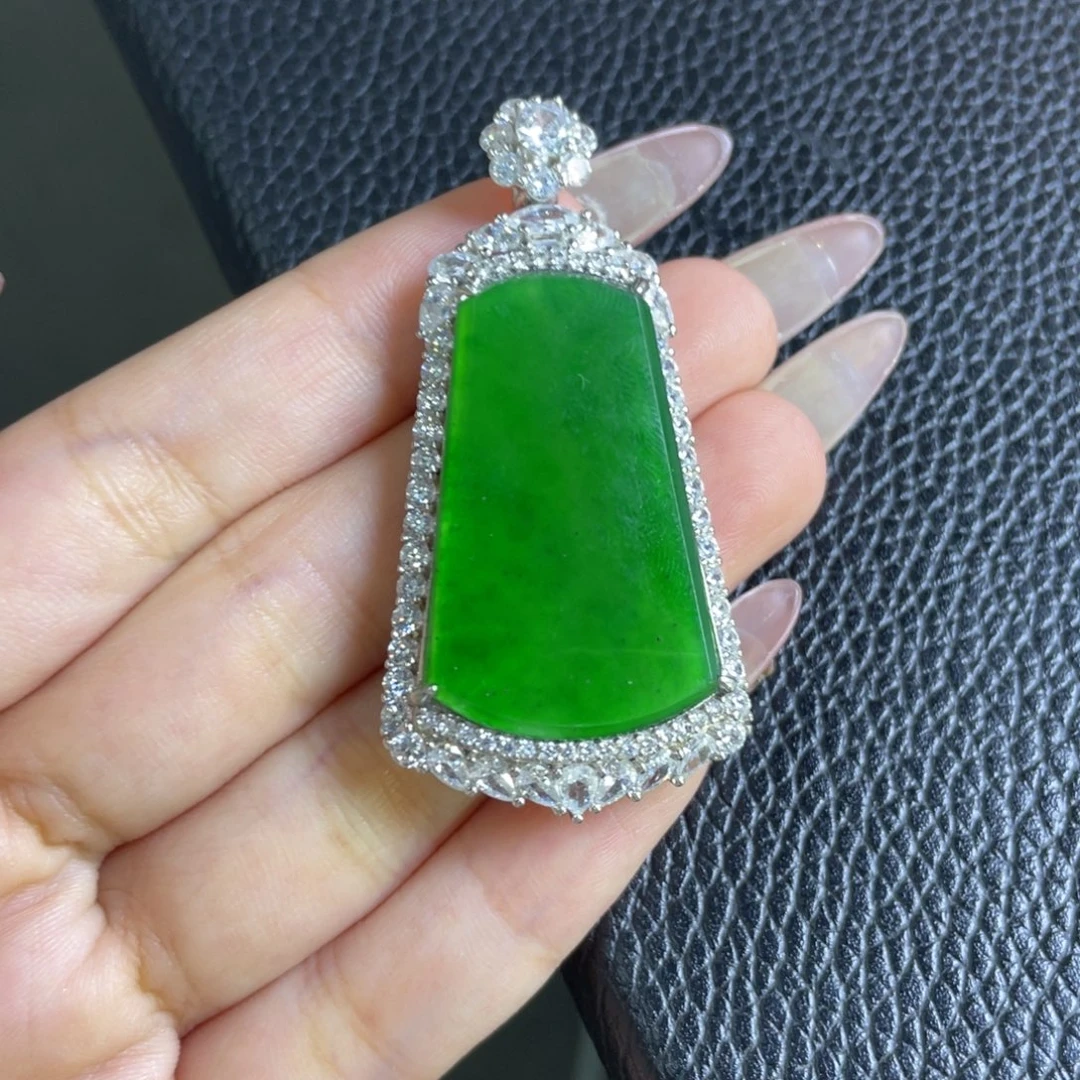翡翠银S925镶嵌吊坠(不含链)