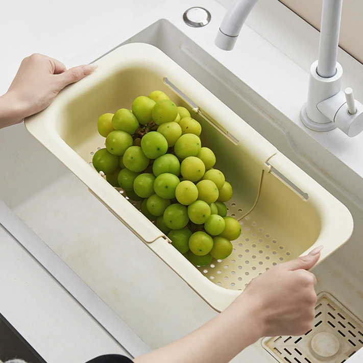 沥水篮厨房家用水槽放置沥水架双层大容量多功能碗筷可伸缩洗菜篮