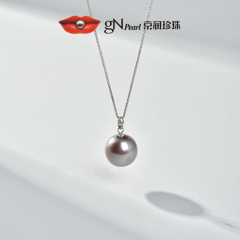 【gN】京润珍珠 兰馨 18k金13-14mm圆形淡水珍珠吊坠