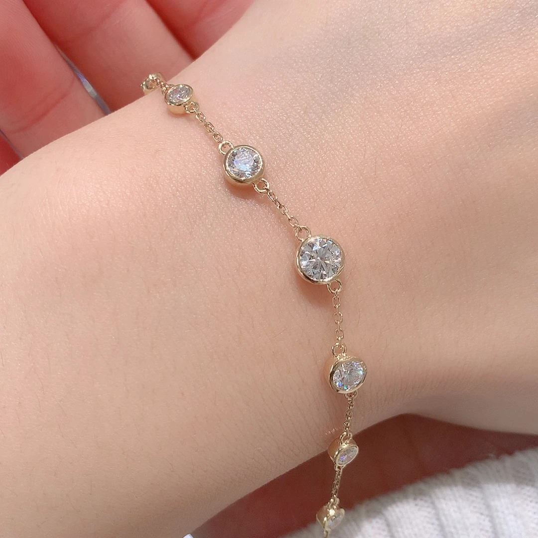 18K金镶嵌实验室培育钻石2克拉泡泡手链