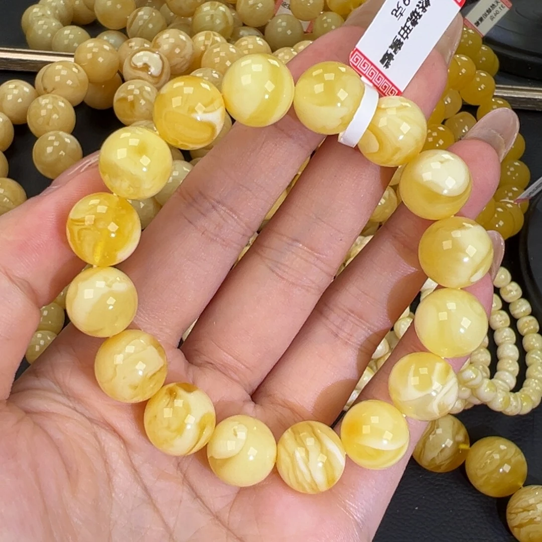 琥珀未镶嵌手链20.5白蜡妖花