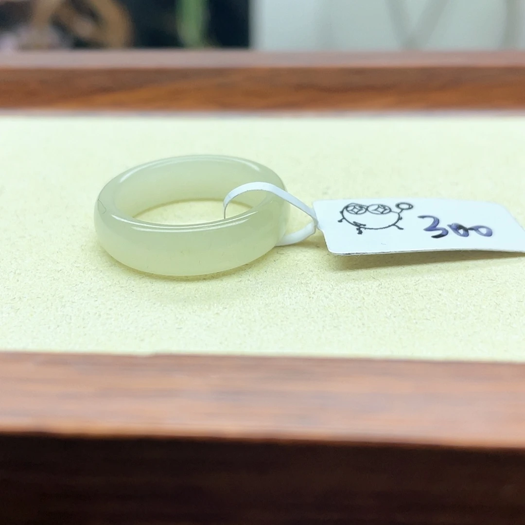 和田玉戒指未镶嵌白玉戒圈18号