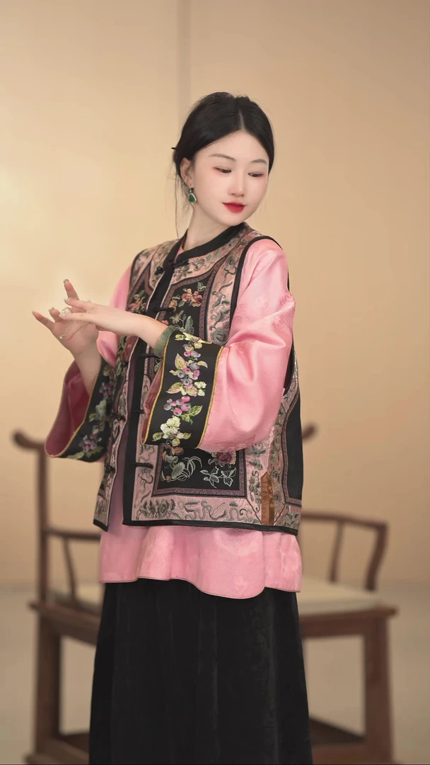 「浅鲤」时尚休闲印花圆领立领提花重工刺绣网红百搭夏季复古宽松