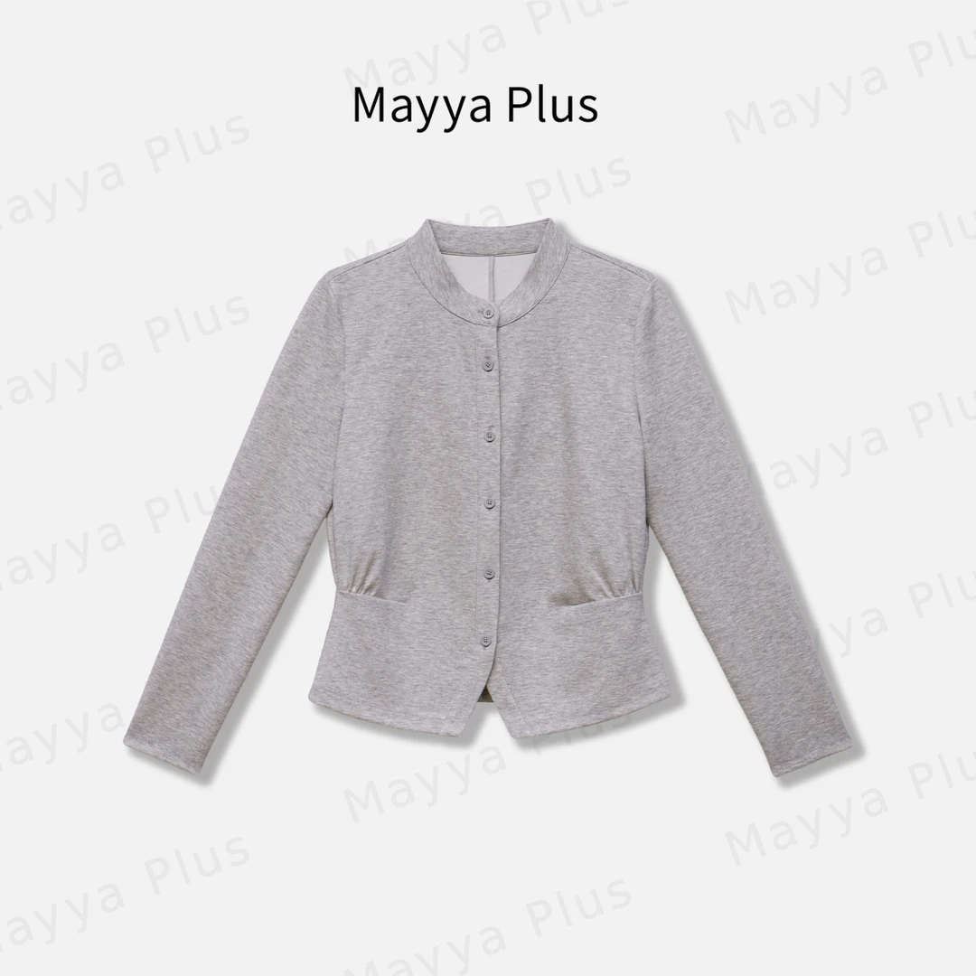 【忘忧岛】Mayya Plus秋季新款半高领百搭显瘦针织开衫上衣32536632