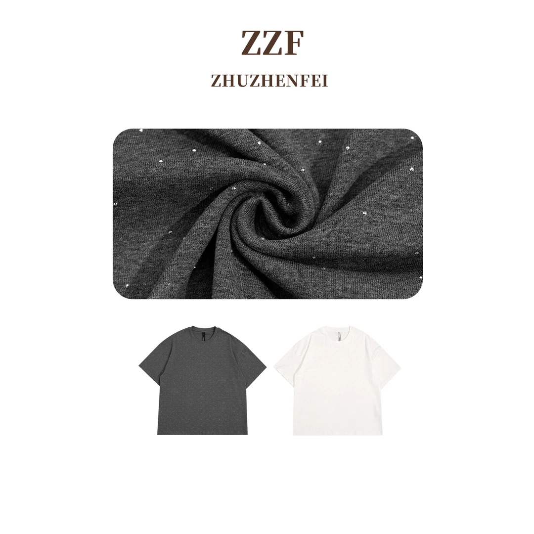 ZHUZHENFEI 两色棉感贴钻宽松百搭夏季透气T恤Z352335