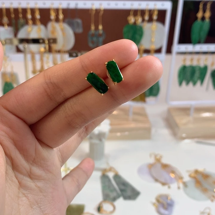 银S925镶嵌翡翠耳饰耳饰