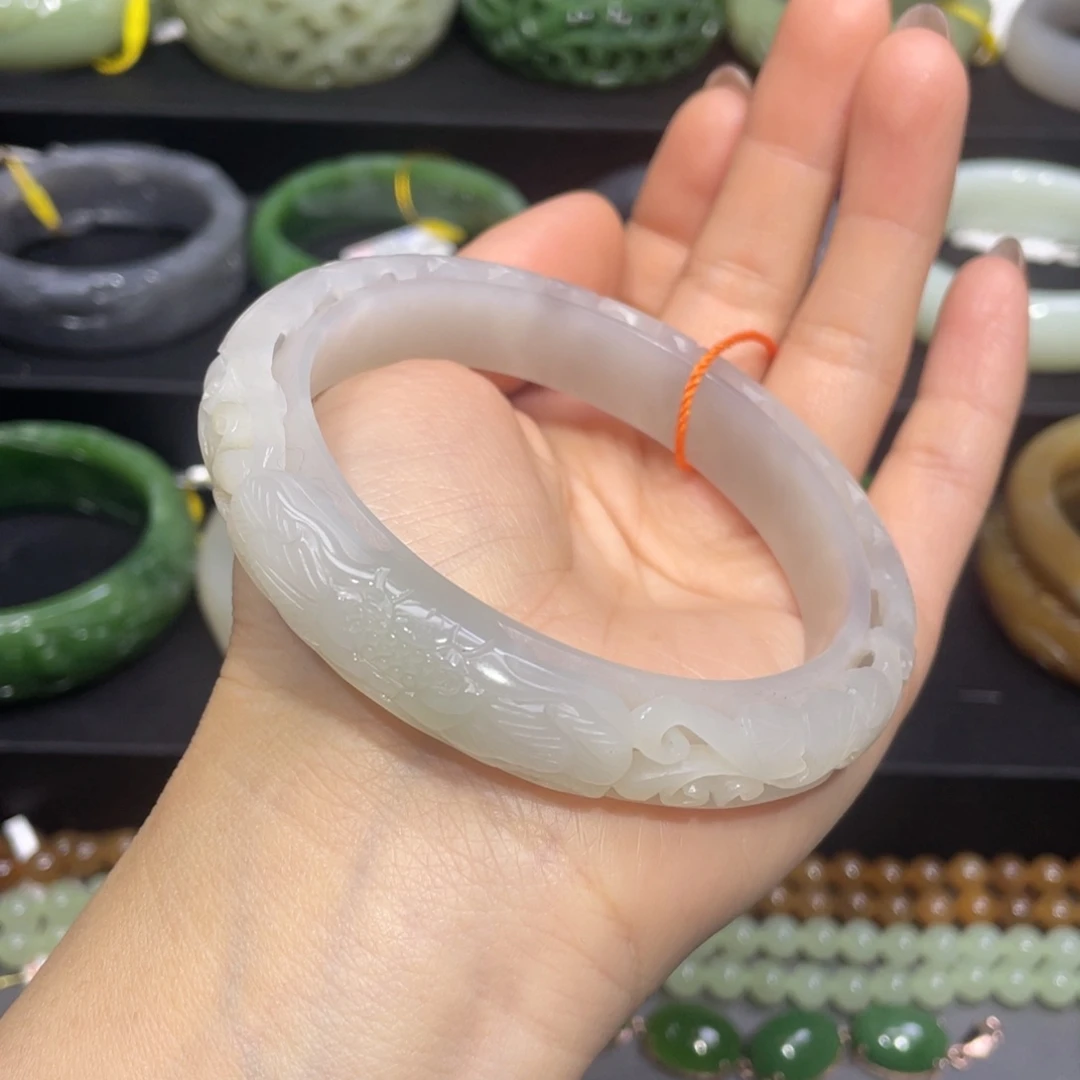 和田玉手镯63+圈口 编号53未镶嵌