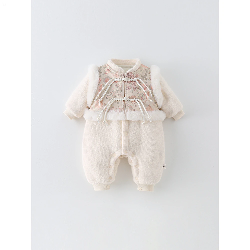 童泰【断码】婴幼儿宝宝连体衣秋冬装可爱洋气爬爬服满月周岁棉衣外