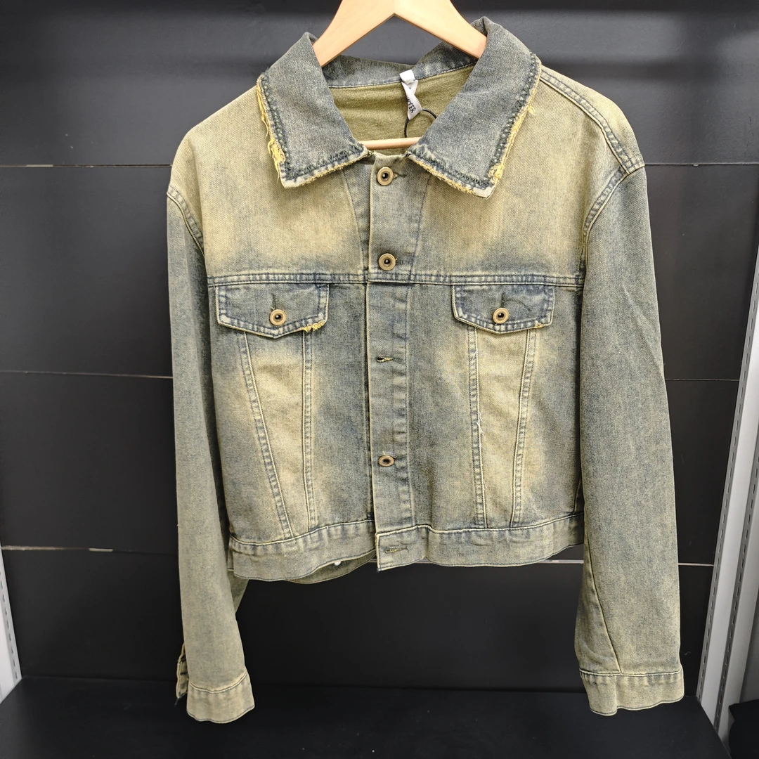 X015 做旧短款牛仔外套美式