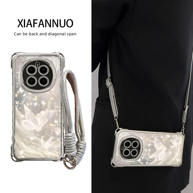蝴蝶适用荣耀magic7手机壳新款华为魔术6pro斜挎带挂绳轻奢华高端