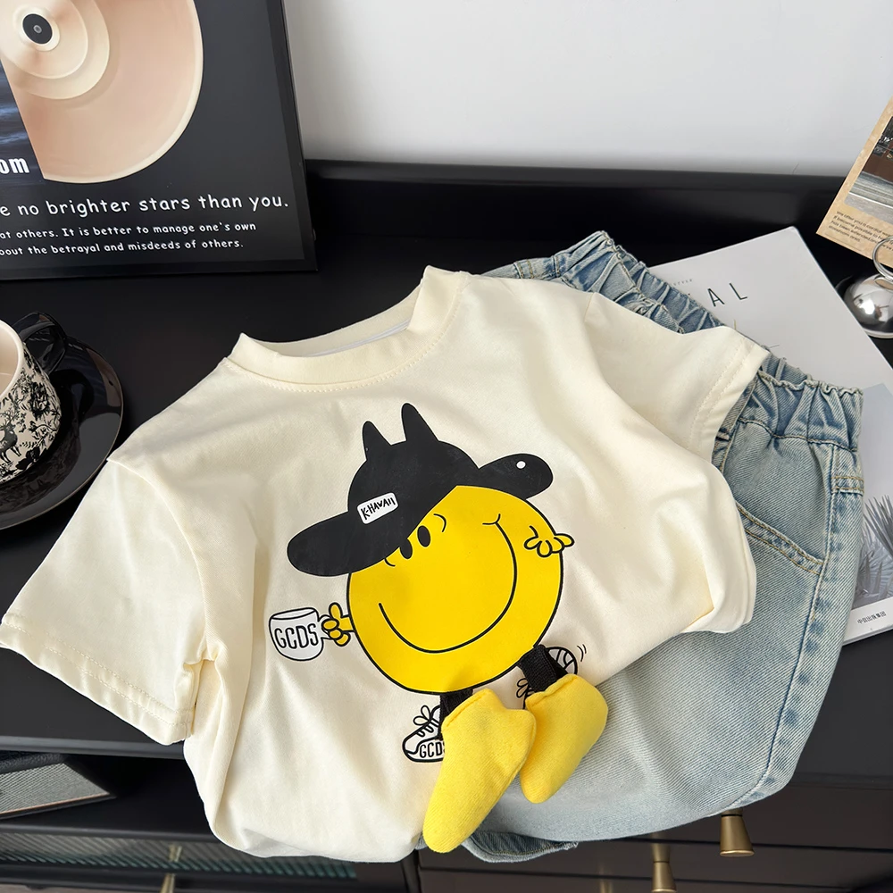 【亲子装】韩系可爱卡通潮牌短袖2025新款男女宝宝宽松上衣潮