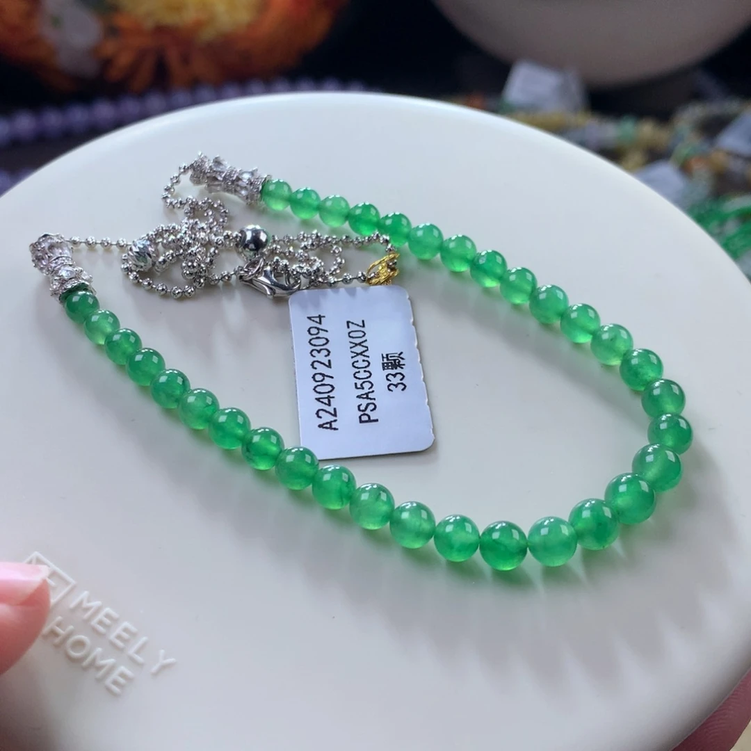 翡翠颈饰未镶嵌翡翠高冰冰翠绿卡4～5+