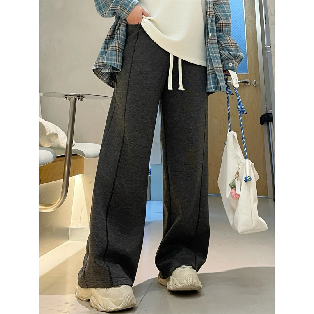 格雷银丝 / 肌理感垂顺直筒裤18080花契200斤胖mm春季休闲时尚