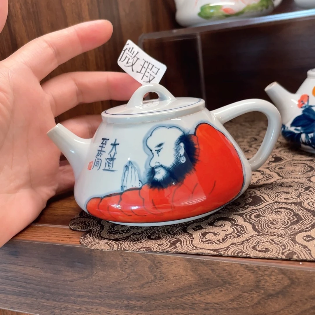 釉下手绘茶具微瑕