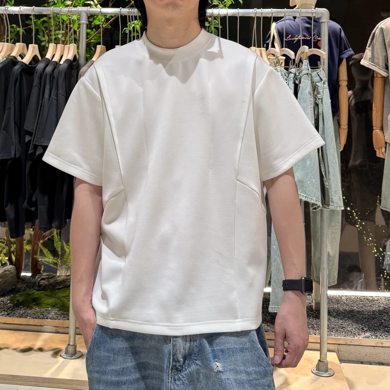 夏季新款拼接纯色短袖T恤日系简约情侣潮流美式原创品牌 LF2562