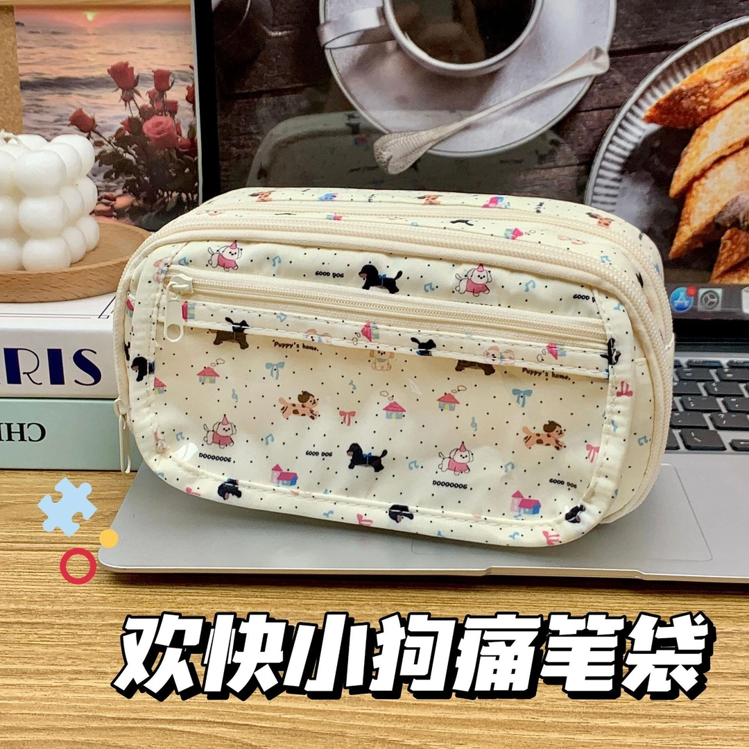小狗痛包笔袋ins卡通可爱大容量学生铅笔袋高颜值化妆收纳文具袋